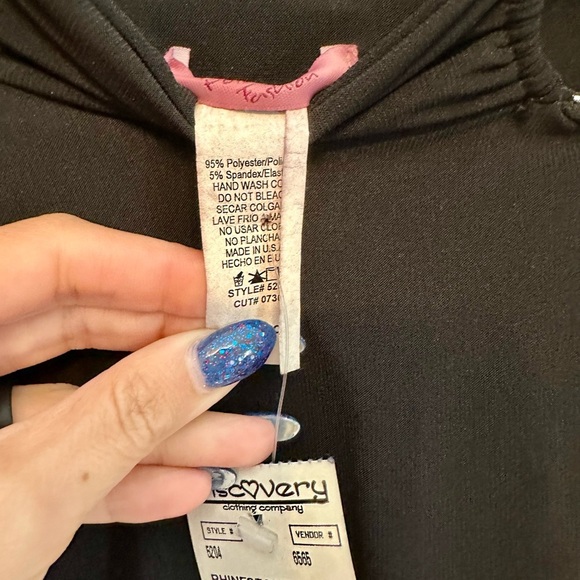 Vintage NWT Black Asymmetrical Midi Skirt w/ Rhinestone Rings Small - Picture 4 of 7